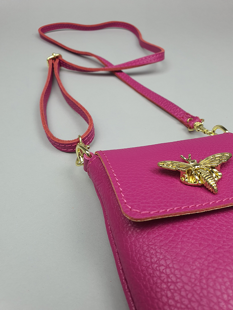 Клатч My Little Italy с золотой застёжкой "Мотылёк" фуксия, фотография №4