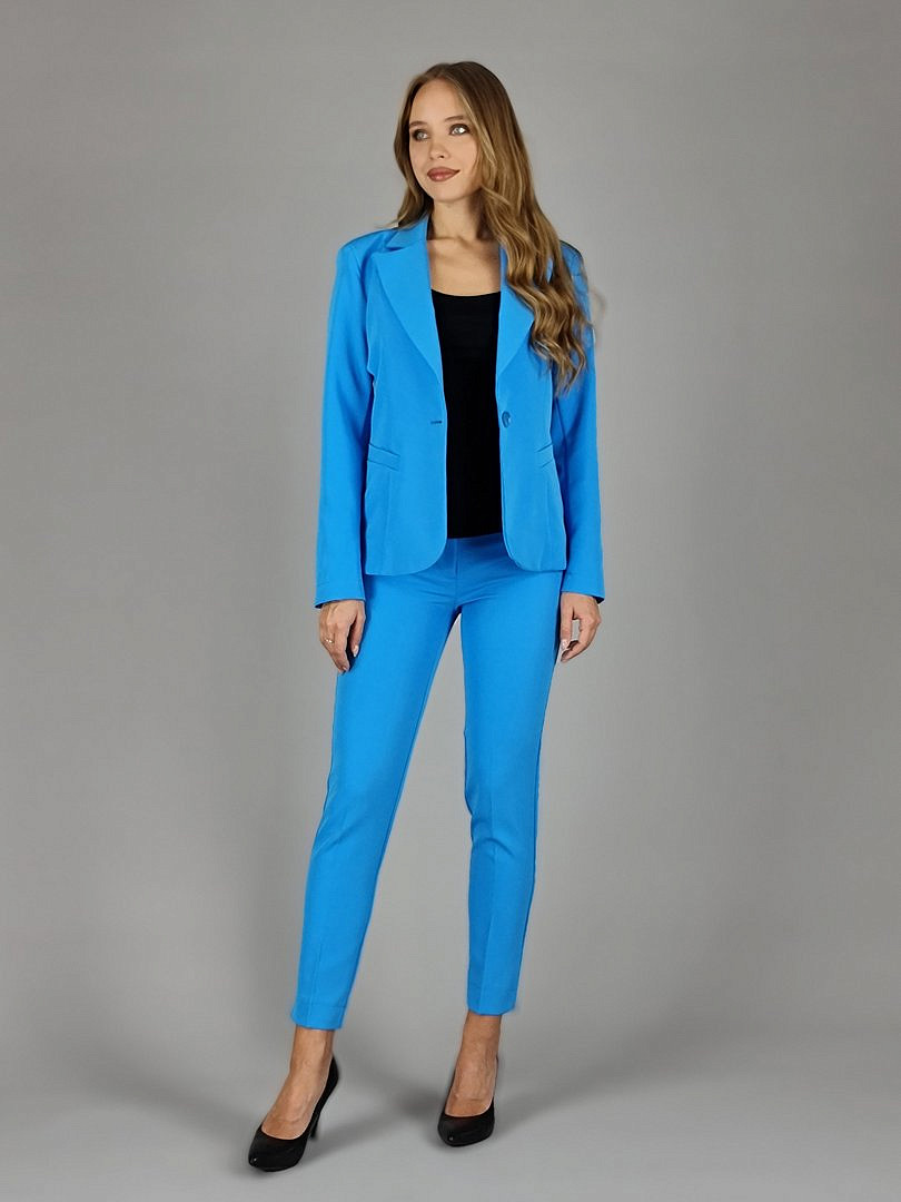 Костюм Maryley пиджак и брюки ярко-голубой, фотография №1