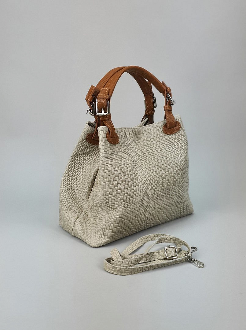 Сумка My Little Italy с имитацией плетения с молочная, фотография №1