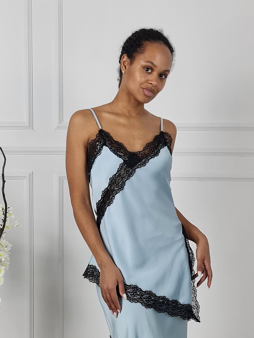 Топ Imperial с черным кружевом голубой