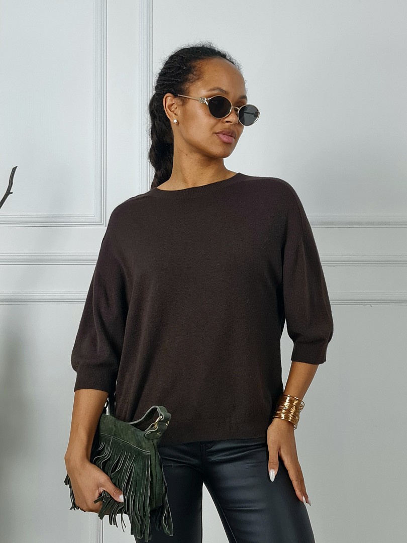 Джемпер Imperial 3/4 рукав круглый вырез шоколад, фотография №1