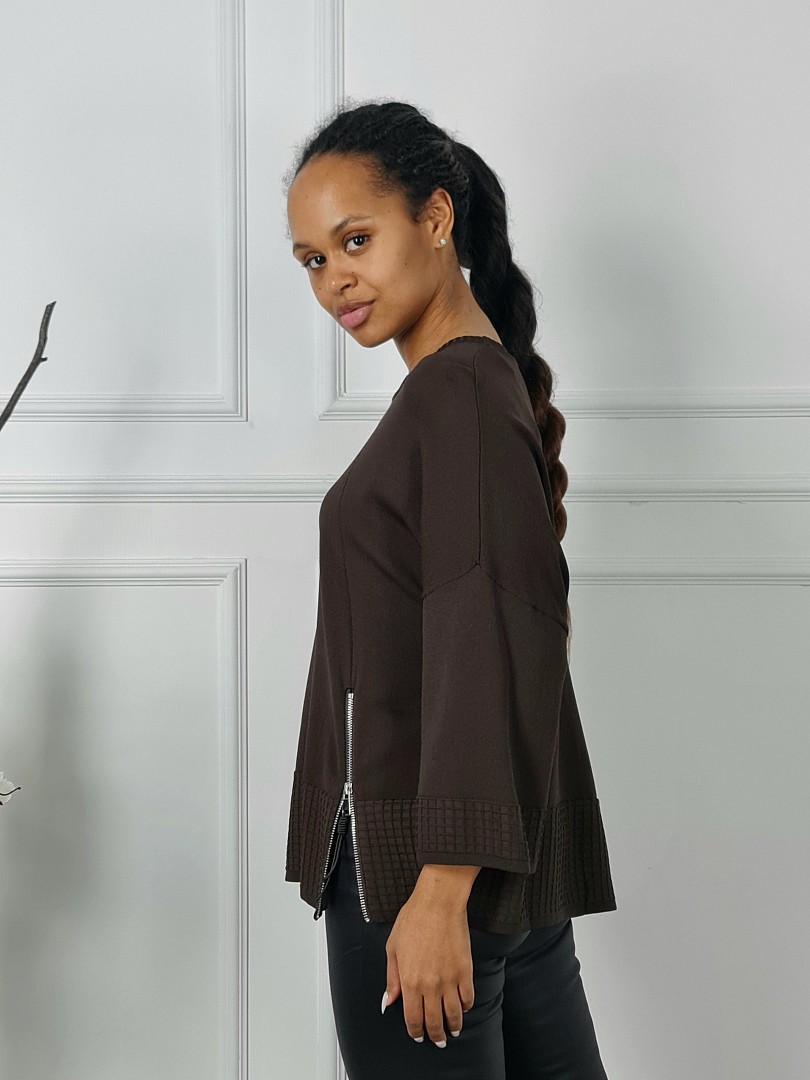 Джемпер BEAUTY WOMEN с декором молния шоколад, фотография №1