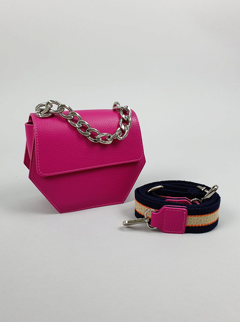 Сумка My Little Italy "шестиугольник" с цепью фуксия, фотография №6