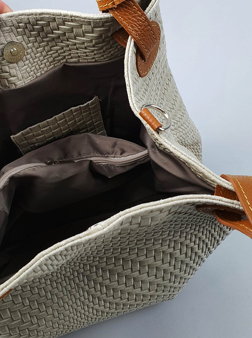 Сумка My Little Italy с имитацией плетения с молочная, фотография №2