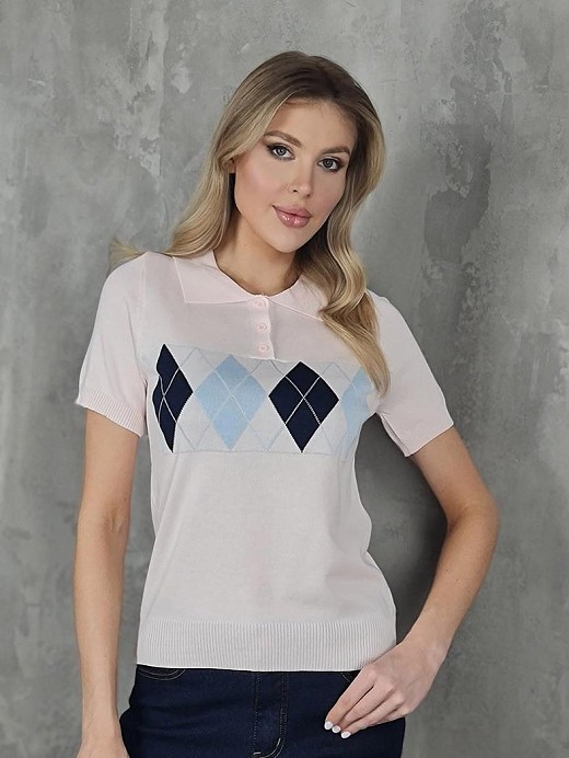 Поло by clara с ромбами розовый