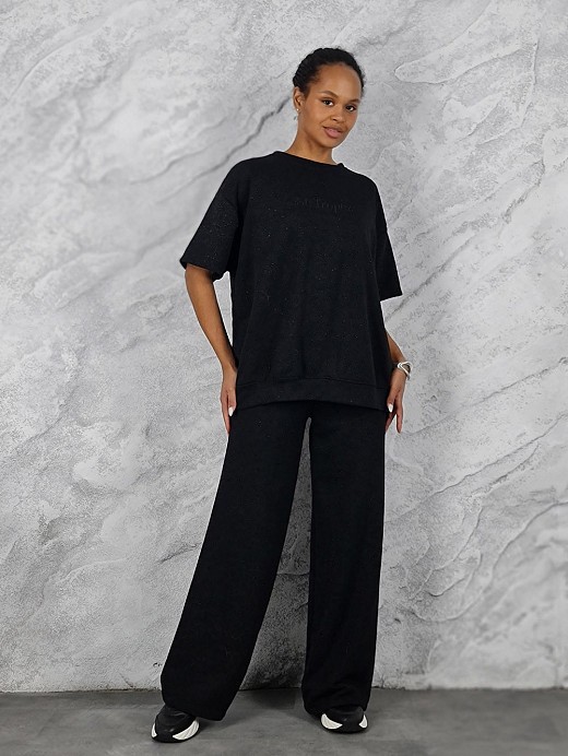 Костюм MOOIJ с блестками футболка и брюки черный