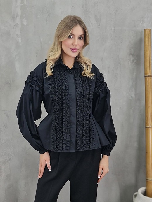 Рубашка Souvenir с рюшами черная