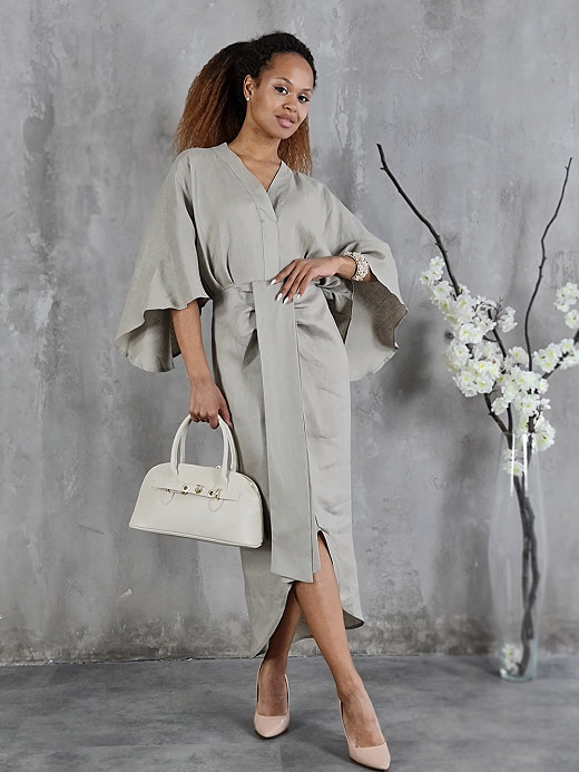 Платье CLOTHÉ с 3/4 рукавом  натуральный лен