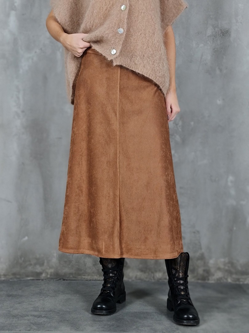 Юбка MIHO'S экозамша миди охра, фотография №1