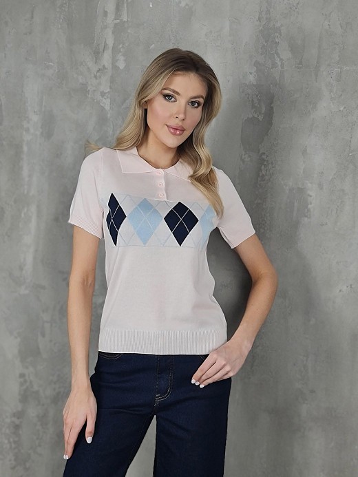 Поло by clara с ромбами розовый