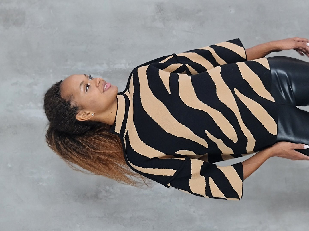 Джемпер J-Clair зебра с беж.-черн.полосками, фотография №2