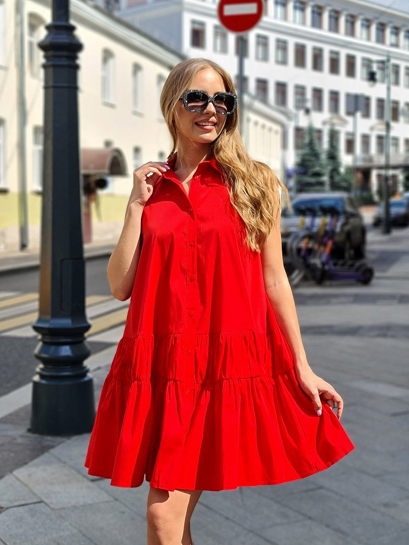 Платье Imperial короткое без рукавов красное (Rosso), фотография №1