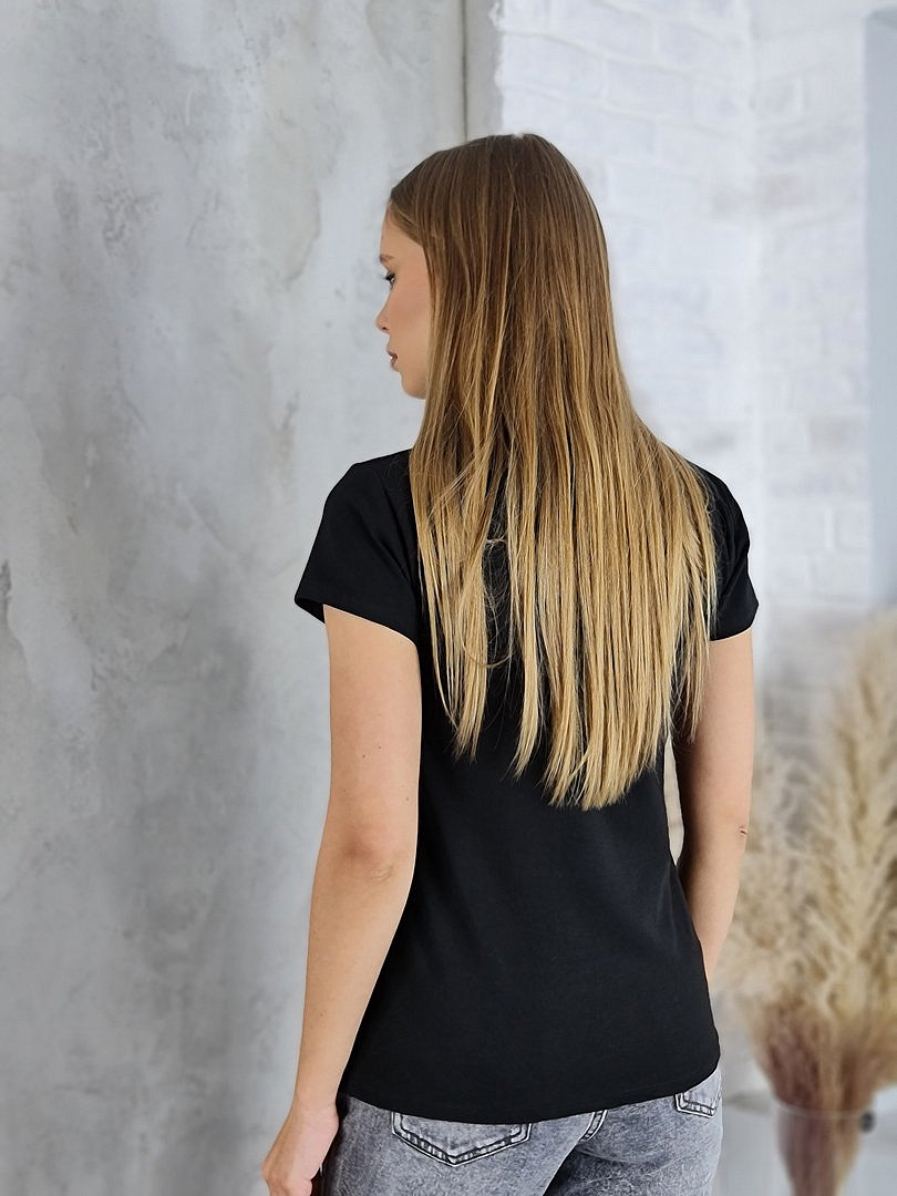 Футболка Glowy с принтом "Бабочки" чёрная/синяя, фотография №4