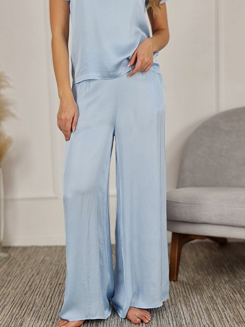 Костюм Vicolo атласный футболка и брюки голубой, фотография №3