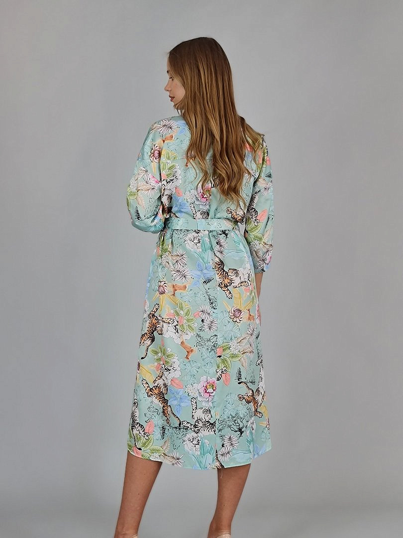 Платье Imperial с принтом "Животные и цветы" бирюзовое, фотография №5