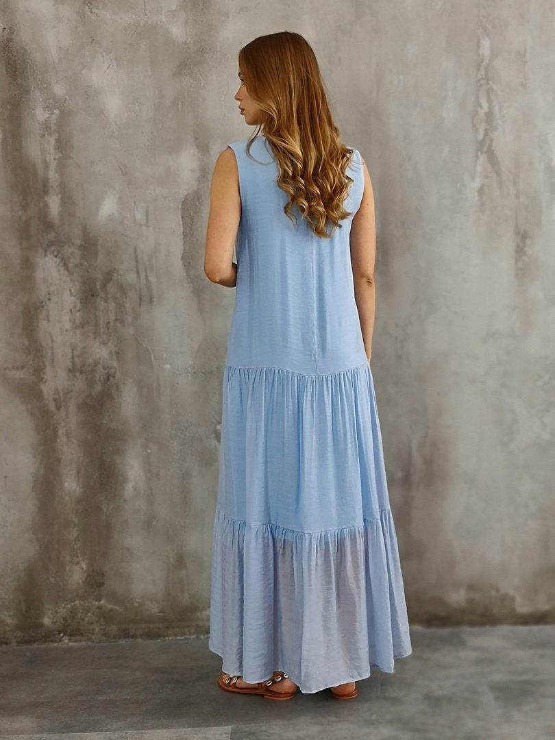 Платье CLOTHÉ макси из полупрозрачной ткани голубое, фотография №3