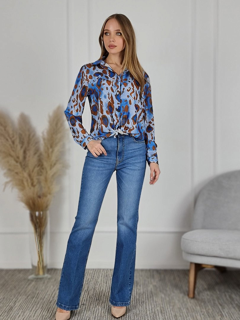 Рубашка Joleen с пятнистым принтом голубая , фотография №2