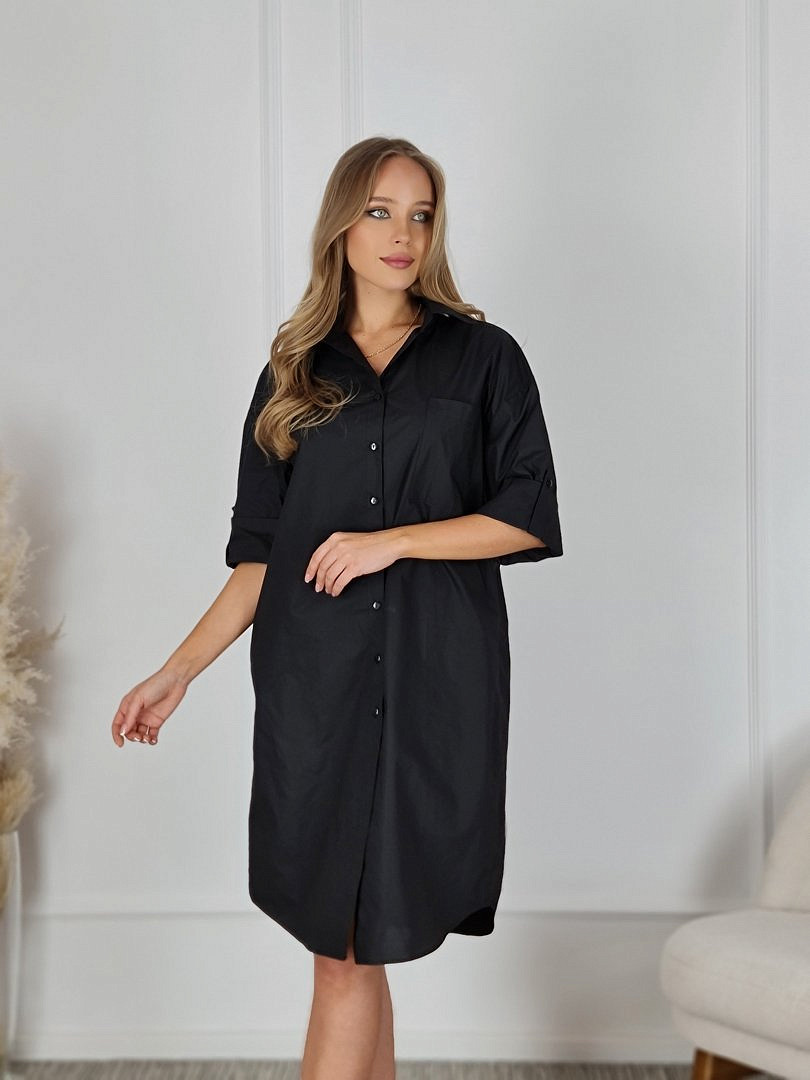 Платье-рубашка CLOTHÉ миди на пуговицах чёрное , фотография №2