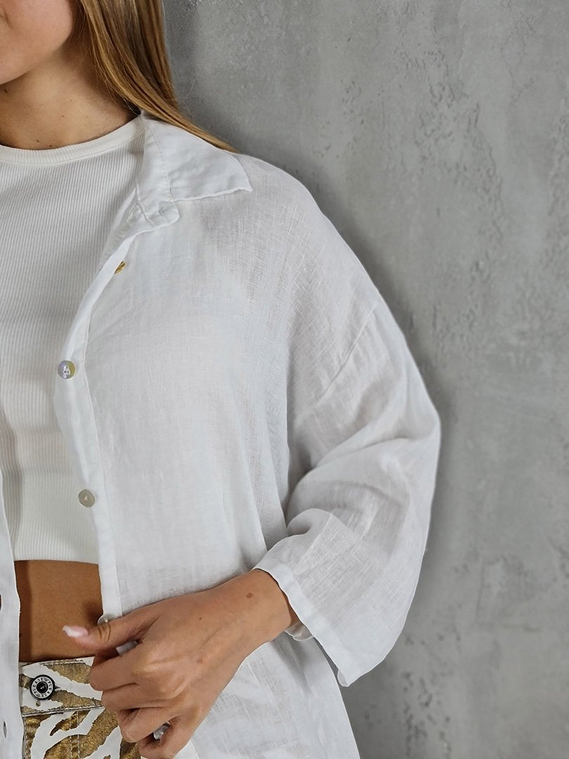 Рубашка MIHO'S льняная белая  , фотография №3