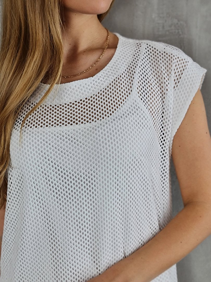 Платье-сетка Imperial макси с разрезами внизу белое, фотография №4