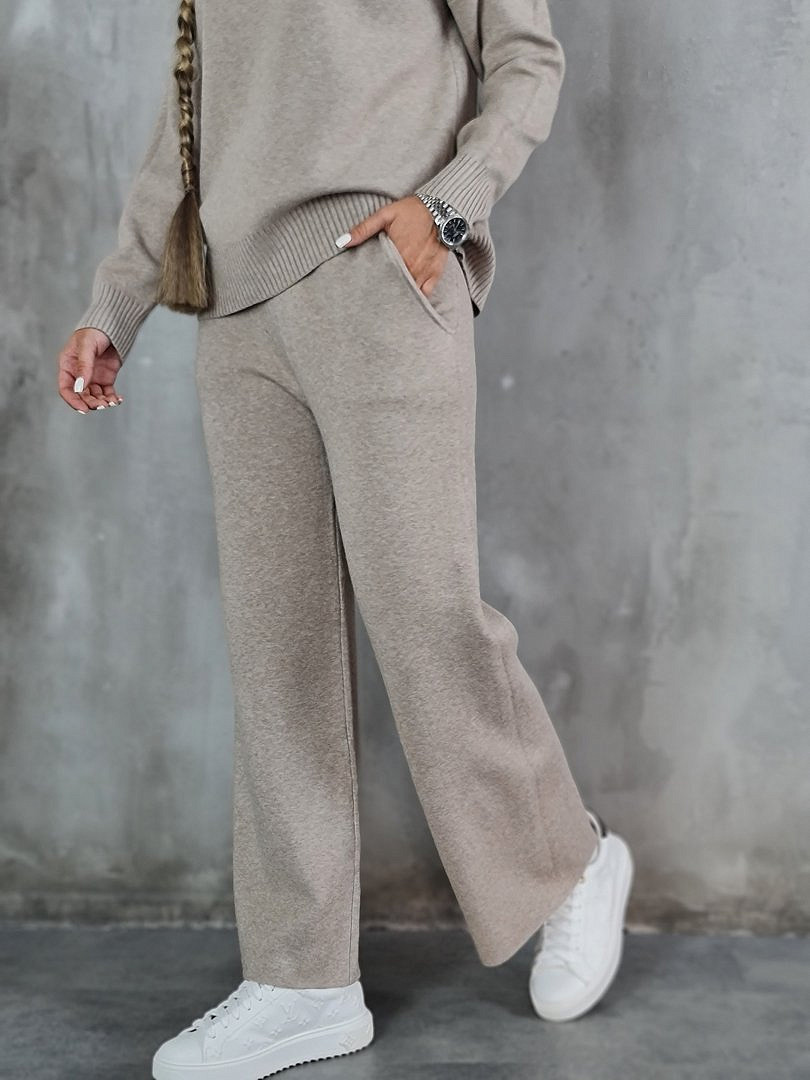 Костюм Lara джемпер и брюки свободные С карманами бежевый, фотография №2