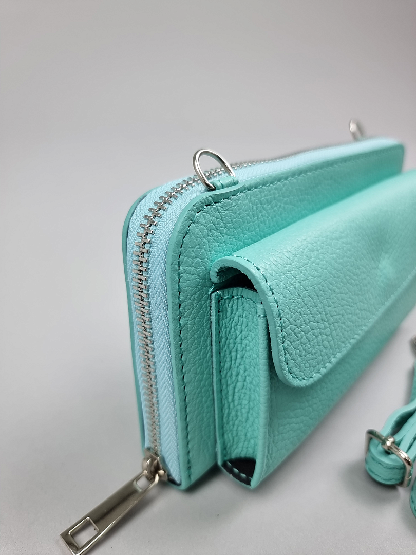 Сумка-клатч My Little Italy с горизонтальным карманом бирюзовая, фотография №5