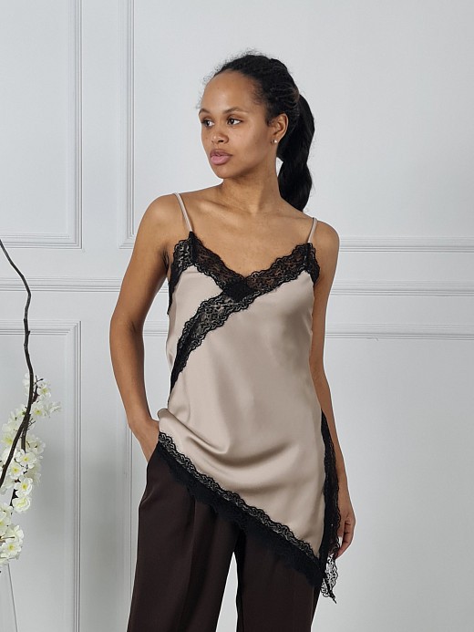 Топ Imperial с черным кружевом тауп