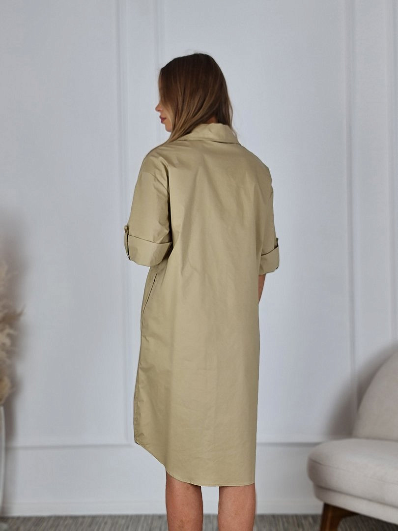 Платье-рубашка CLOTHÉ миди на пуговицах песочное , фотография №4