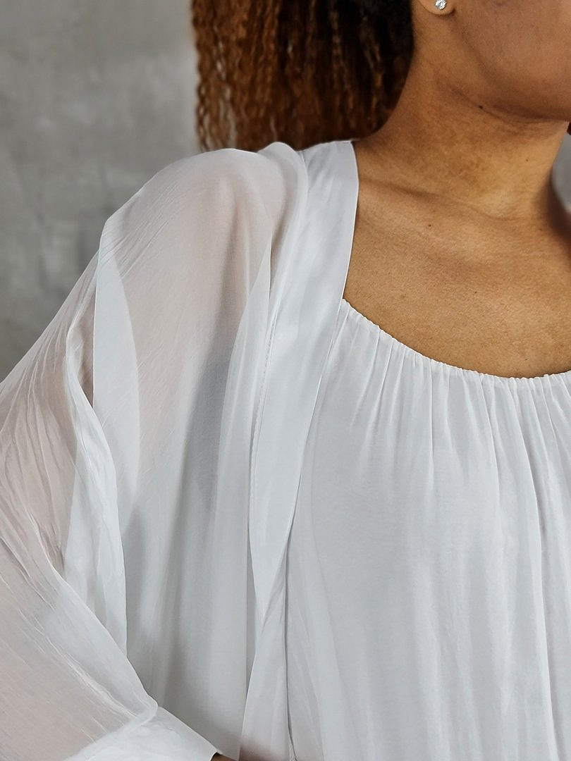 Комплект Segreto шёлковый платье и накидка белый, фотография №7