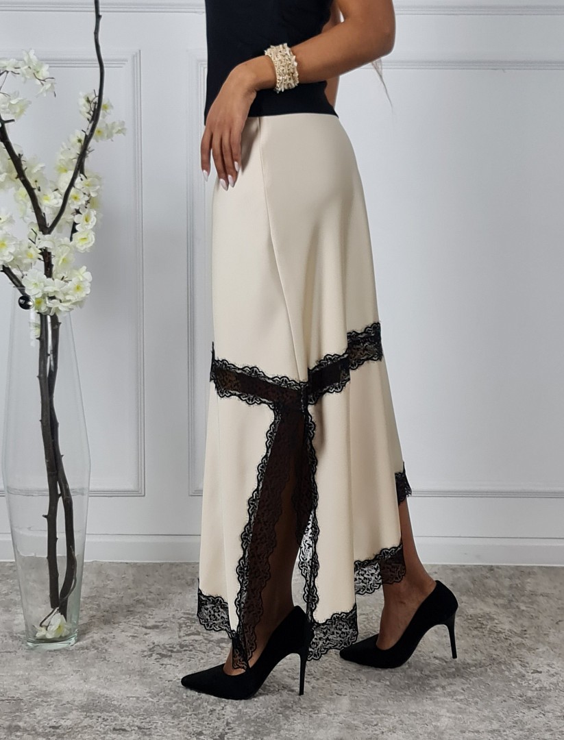 Юбка Imperial с черным кружевом кремовая, фотография №4