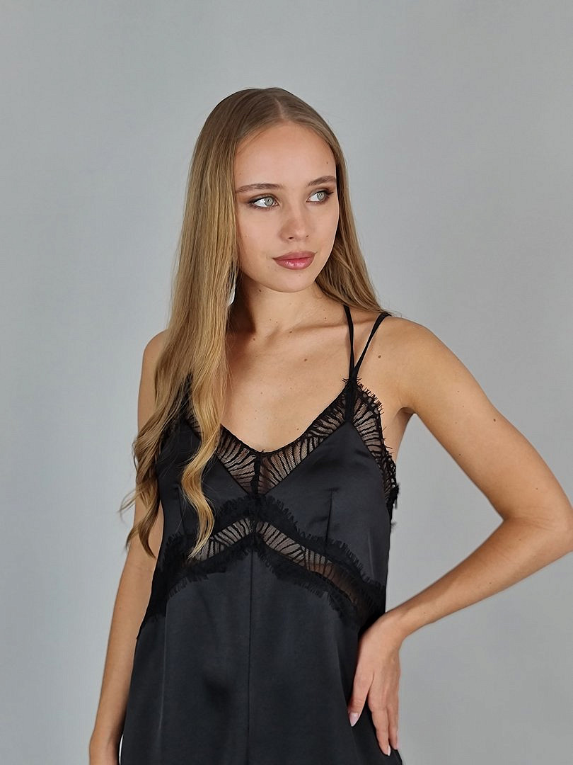 Комбинезон Imperial на лямочках с кружевом чёрный , фотография №2