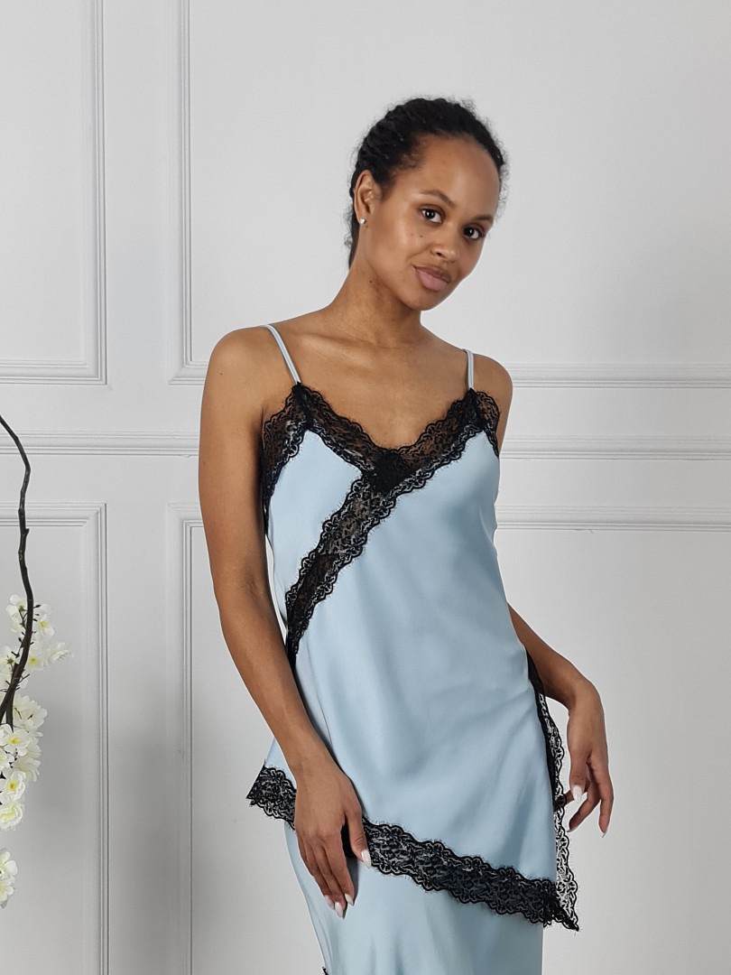 Топ Imperial с черным кружевом голубой, фотография №1