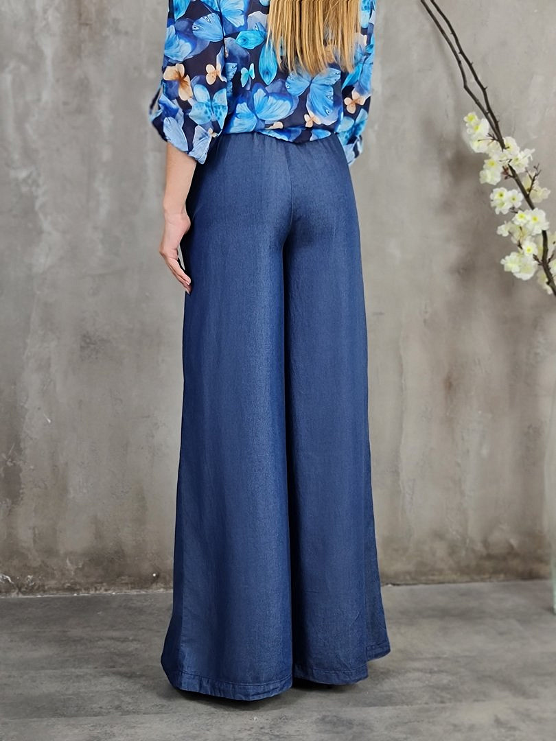 Брюки Please широкие с завязками с карманами синие, фотография №3