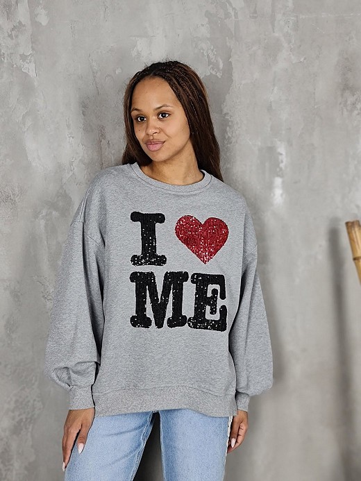 Свитшот Souvenir с пайетками серый