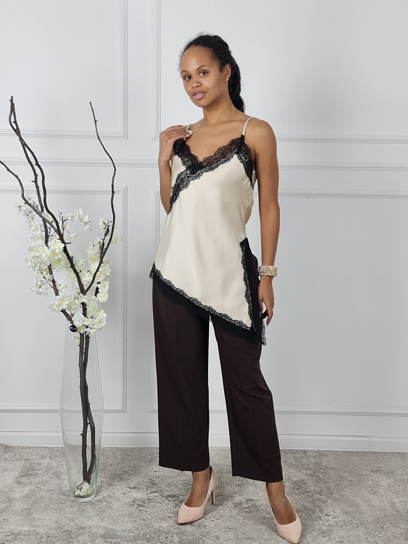 Брюки imperial с защипами на застежке резинка сзади шоколад, фотография №2