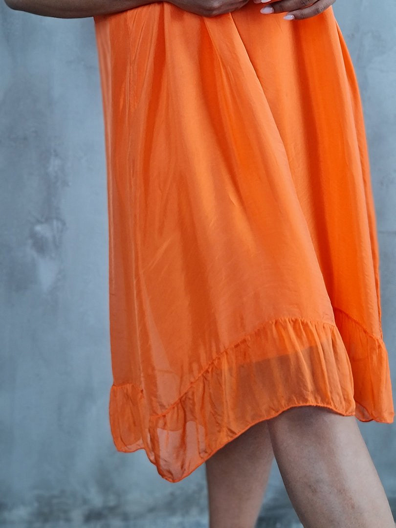 Платье Pure Seta с оборками внизу оранжевое , фотография №5