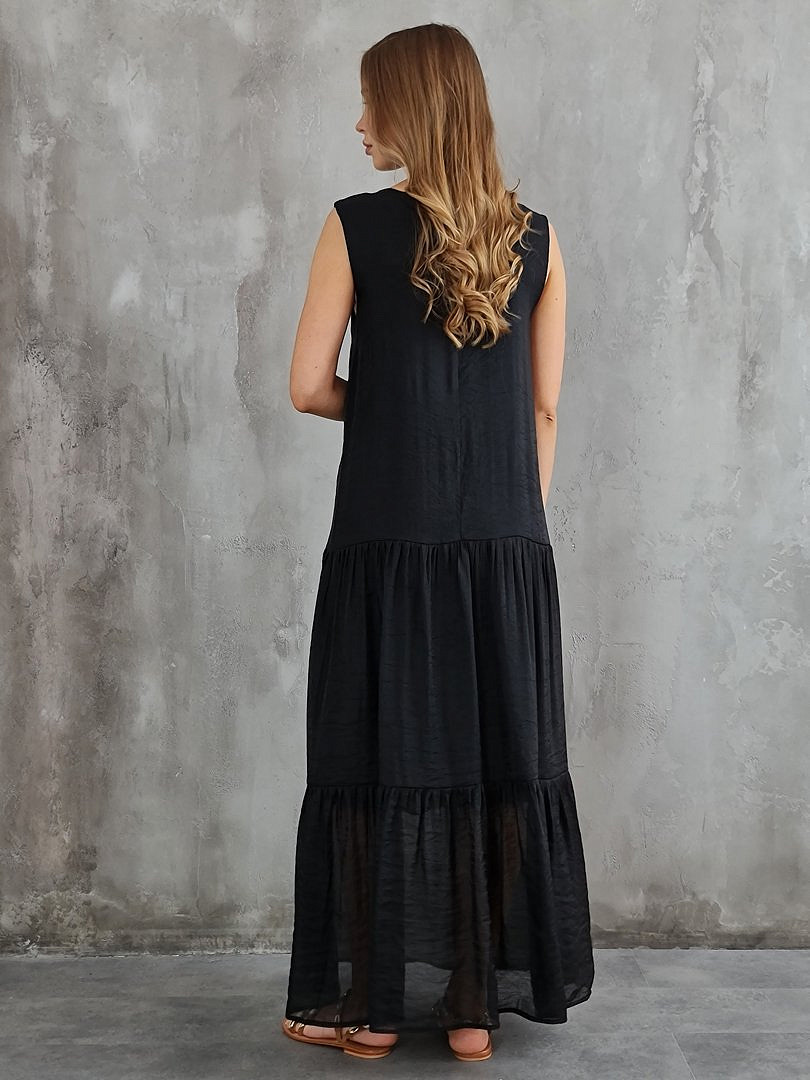 Платье CLOTHÉ макси из полупрозрачной ткани чёрное, фотография №3