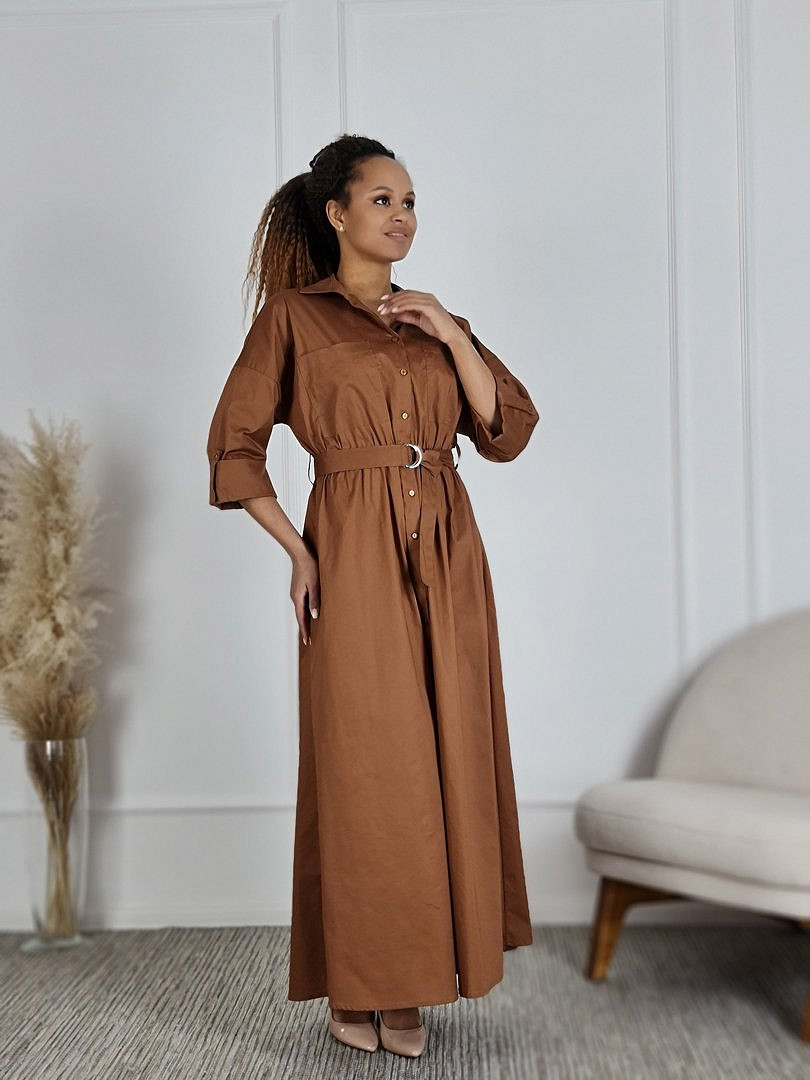 Платье CLOTHÉ на пуговицах с поясом шоколад , фотография №1