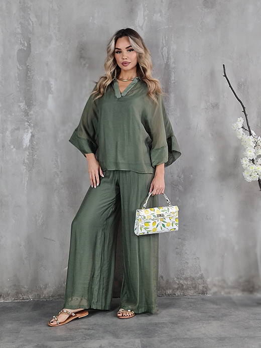 Костюм CLOTHÉ блузка и брюки оливка