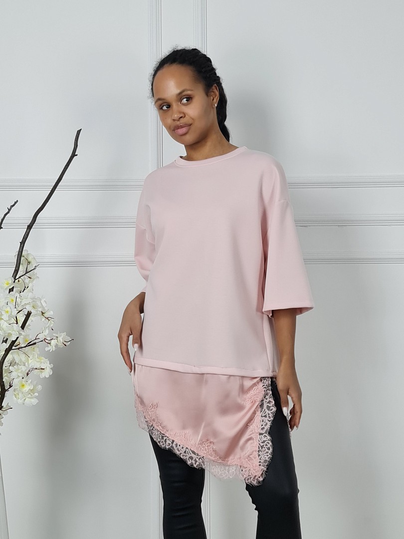 Туника BluRoyal с атласной вставкой пудра, фотография №1