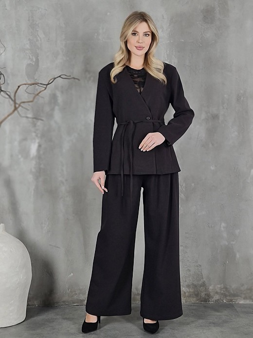 Костюм My Star Collection брюки пиджак с поясом сливовый