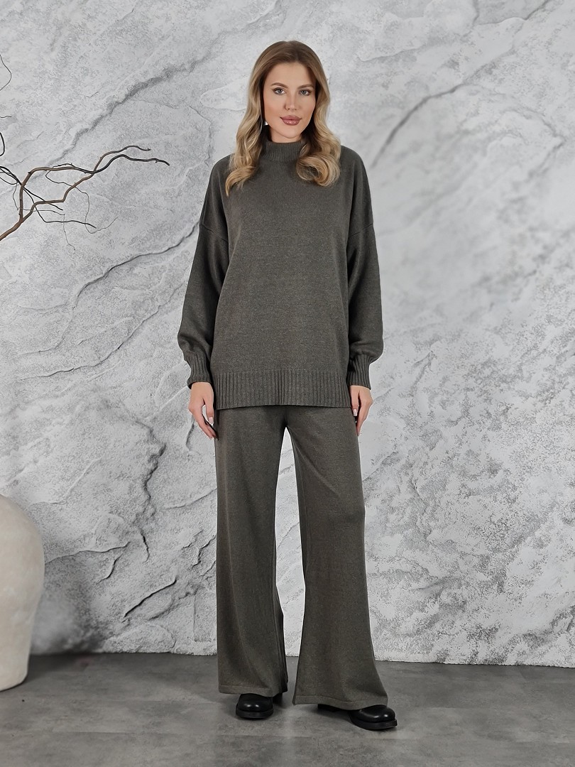 Костюм Clothé трикотажный джемпер и широкие брюки тауп , фотография №1