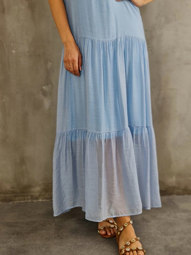 Платье CLOTHÉ макси из полупрозрачной ткани голубое, фотография №4