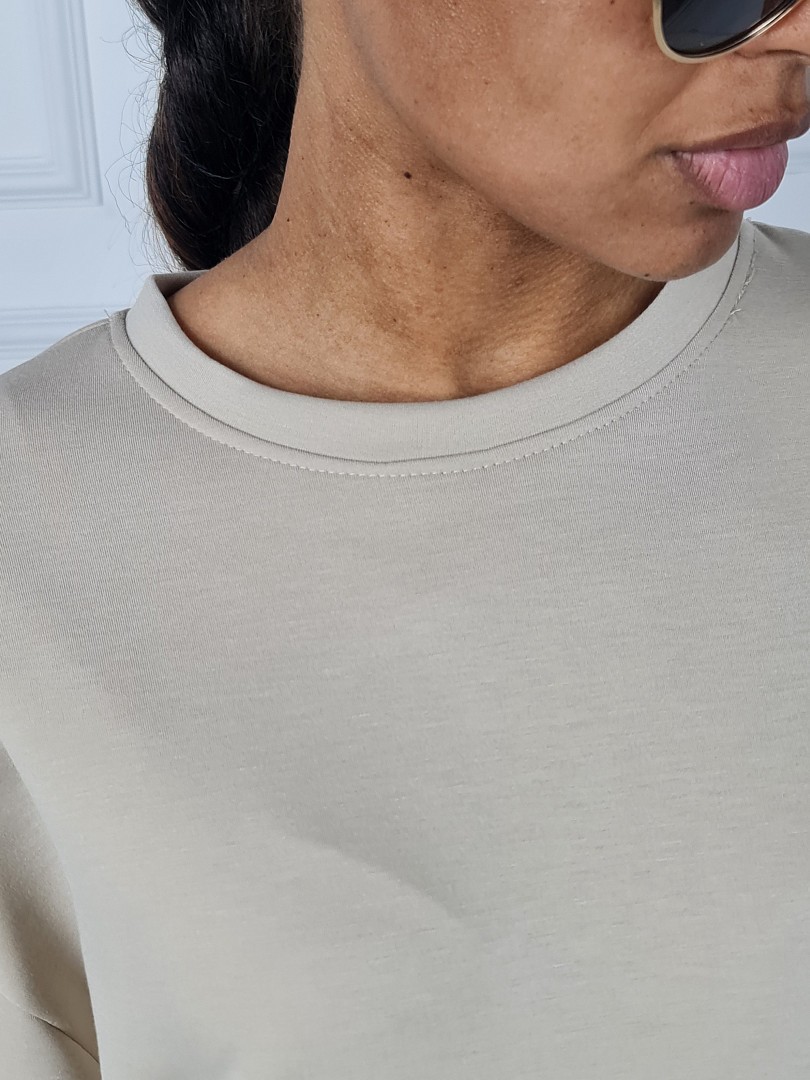 Туника BluRoyal с атласной вставкой бежевая, фотография №4