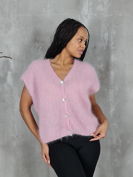 Жилет кид мохер плотная вязка бабл гам