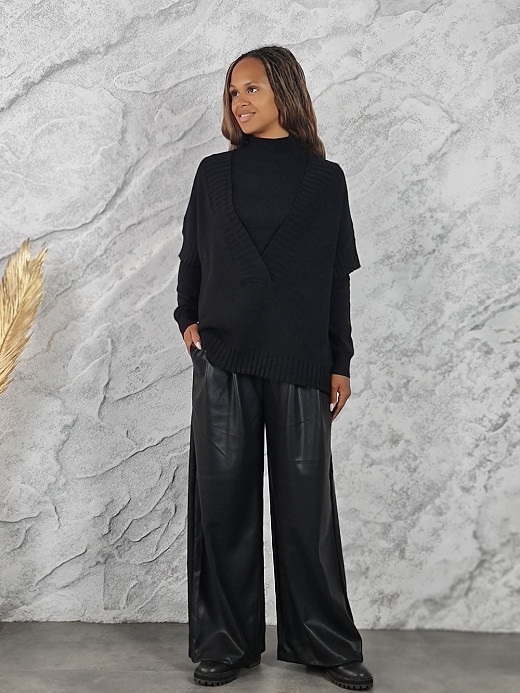 Костюм-тройка BEAUTY WOMEN трикотажный жилет водолазка брюки черный
