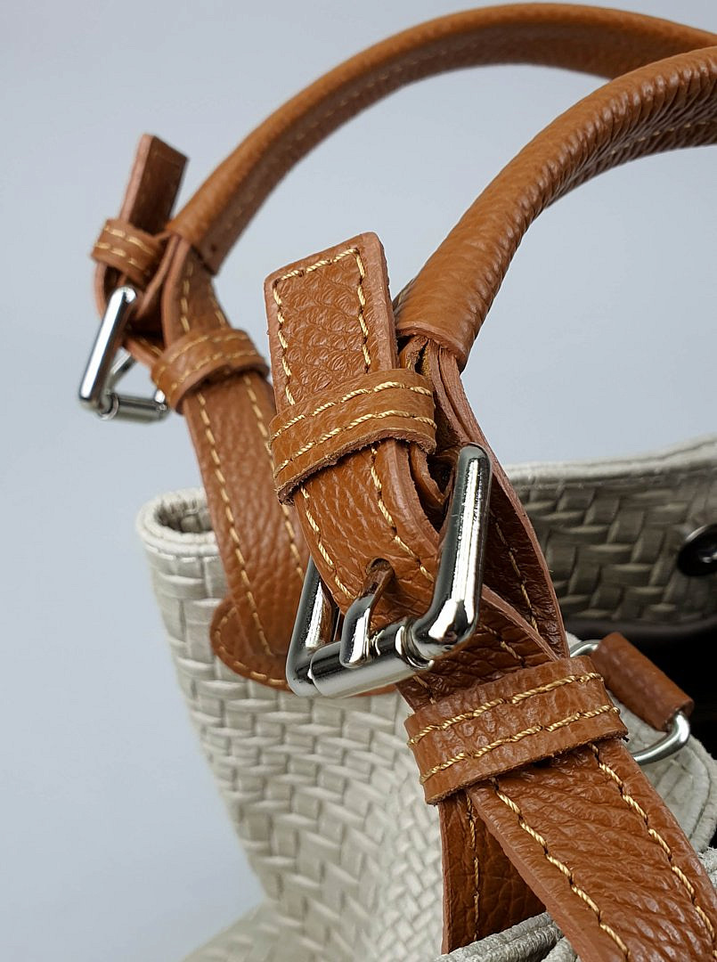 Сумка My Little Italy с имитацией плетения с молочная, фотография №3