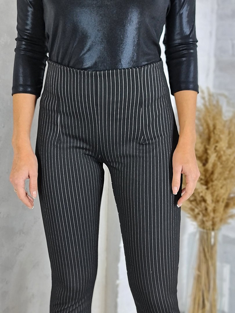 Брюки Please skinny в полоску чёрные , фотография №3