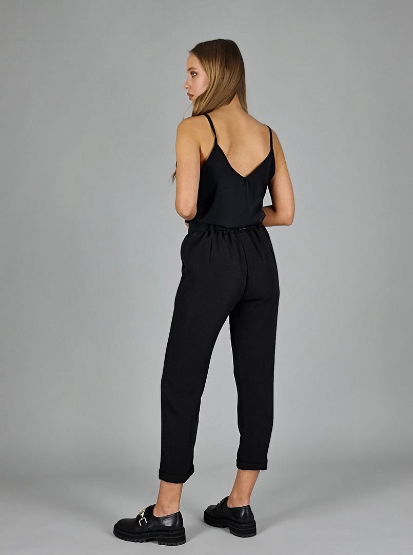 Брюки PC Fashion и эластичный пояс с золотой деталью чёрные, фотография №4