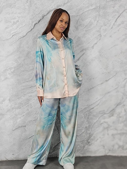 Костюм KOTHE атласный бирюзовый